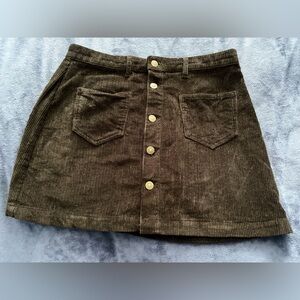 ONLY Black Corduroy Button-Up Skirt